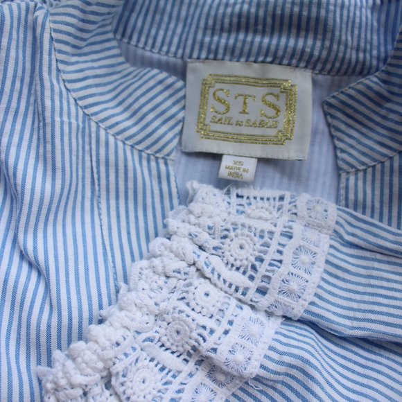 Sail to sable charlotte dress blue stripe Seersucker crochet lace tiered tunic - Picture 10 of 10